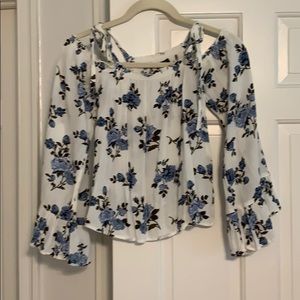 Floral off the shoulder tie top